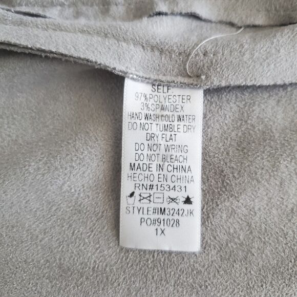 Festive Soft Metallic Silver Faux Suede Longline Blazer Sz XL Holiday Party Glam - Picture 8 of 9